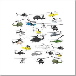 Multiple Helicopters Posters and Art